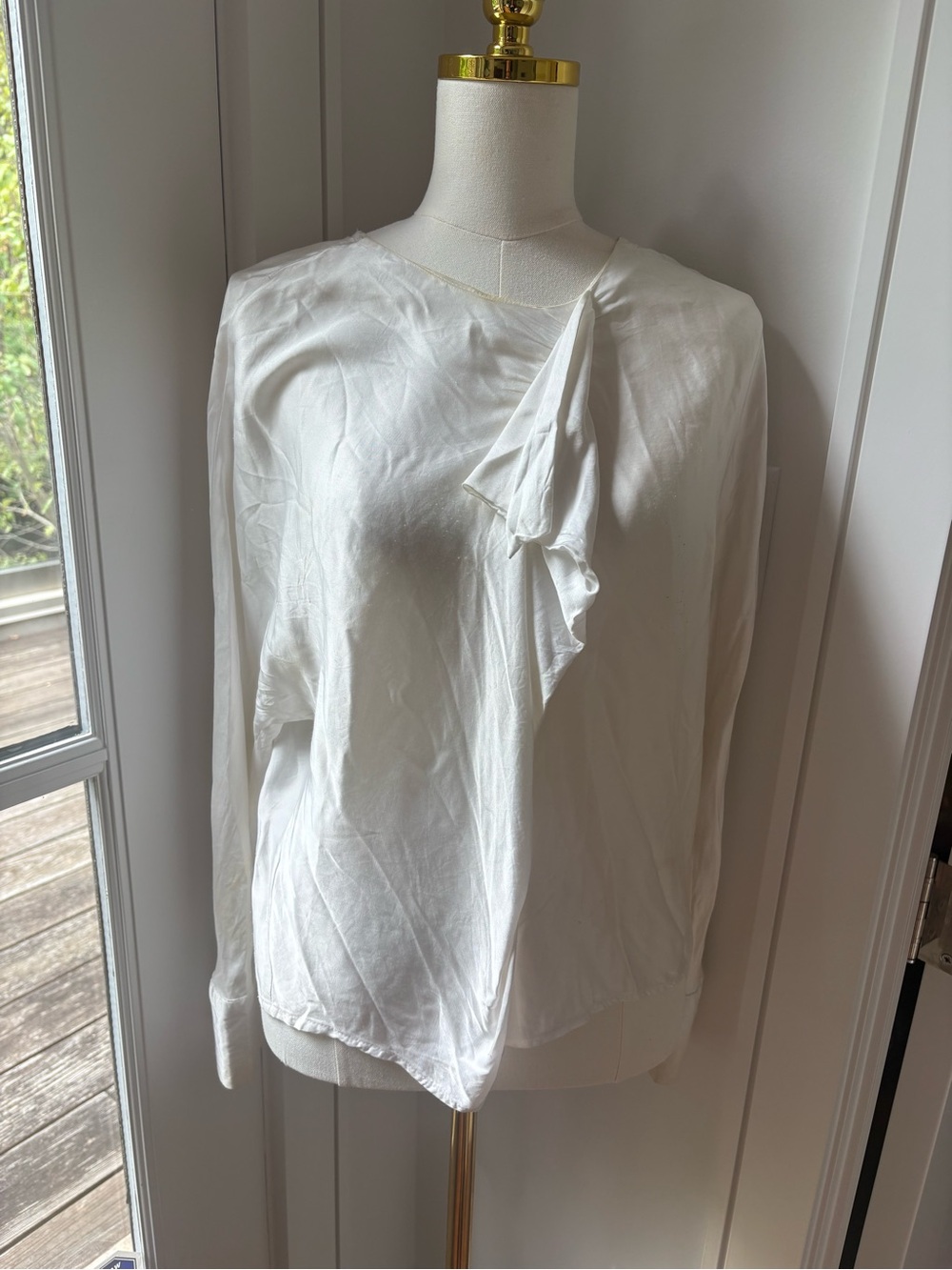 Vintage French white silk blouse
